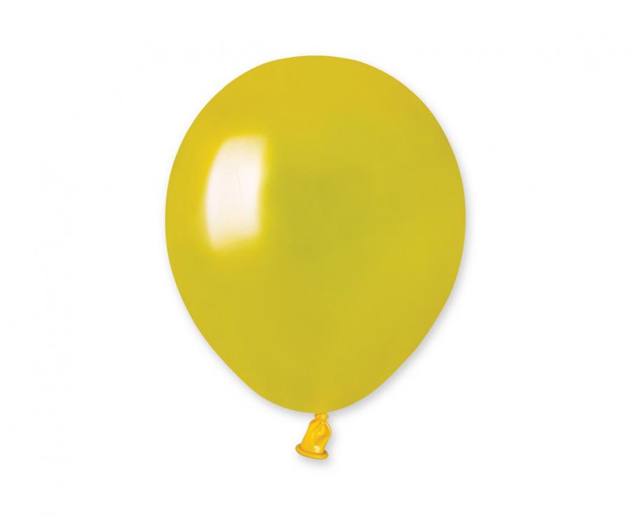 Lateksa balons 12 cm metāliski dzeltens (metallic yellow)