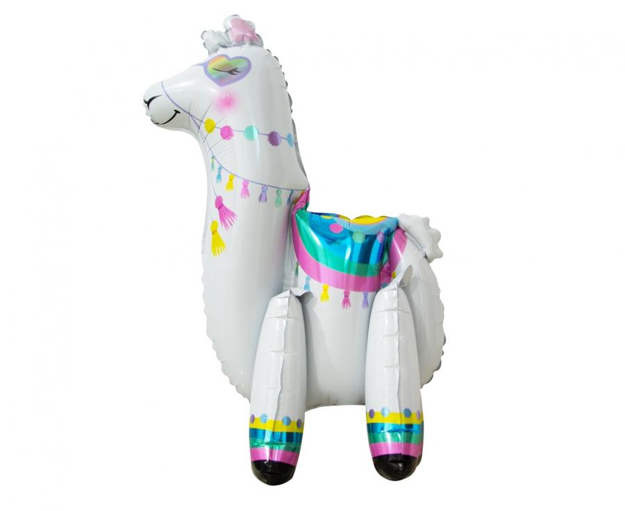 Folija balons Llama, 65 cm, Balts, standing
