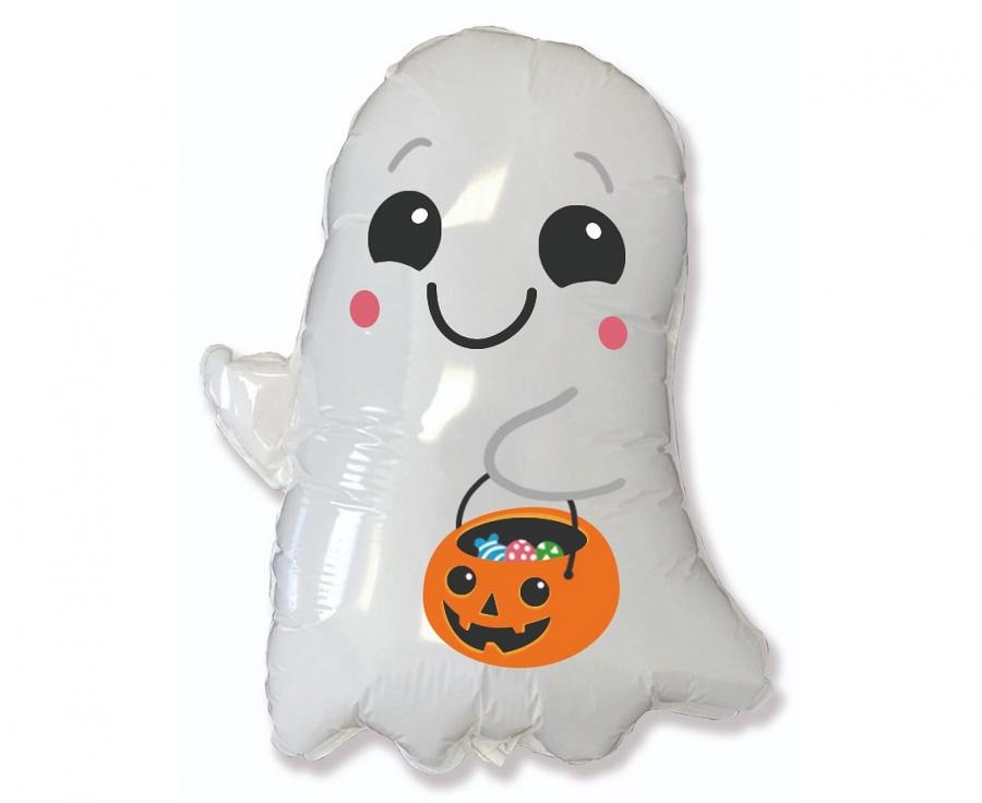 Folija balons Spoks ar ķirbīti 61 cm (Ghost with Bucket)