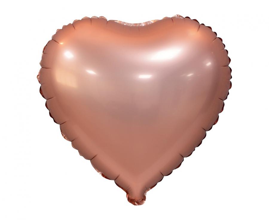 Folija balons sirds, matt, rozā-zelta, 46 cm