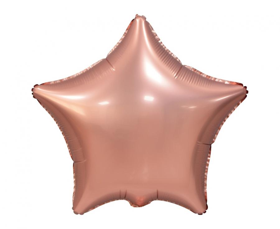 Folija balons zvaigzne, mat rozā zelta, 19