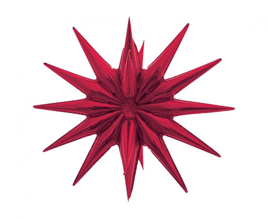 Folija balons Zvaigzne 3D Sarkans, 50 x 46 cm