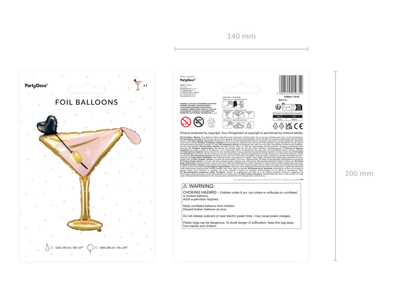 Foil balllon Glass, 126x93 cm, dažādas krāsas (Foil balllon Glass, mix)