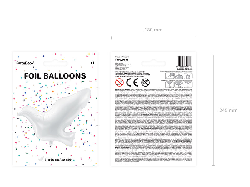 Folija balons Dove, balts, 77x66cm (Foil Balloon Dove, white)