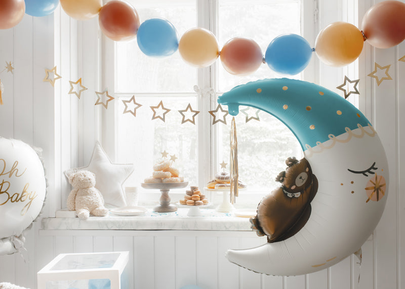 Folija balons Teddy bear on the moon, 80x98 cm, dažādas krāsas (Foil balloon Teddy bear on the moon, mix)