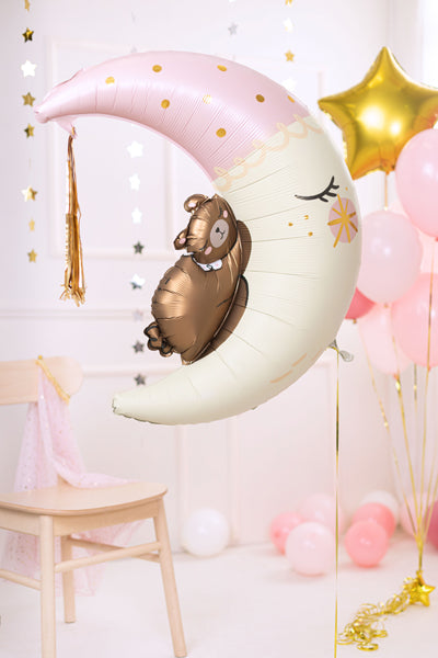 Folija balons Teddy bear on the moon, 80x98 cm, dažādas krāsas (Foil balloon Teddy bear on the moon, mix)