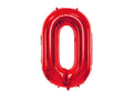 Folija balons Cipars ''0'', 86cm, sarkans (Foil Balloon Number '', red)
