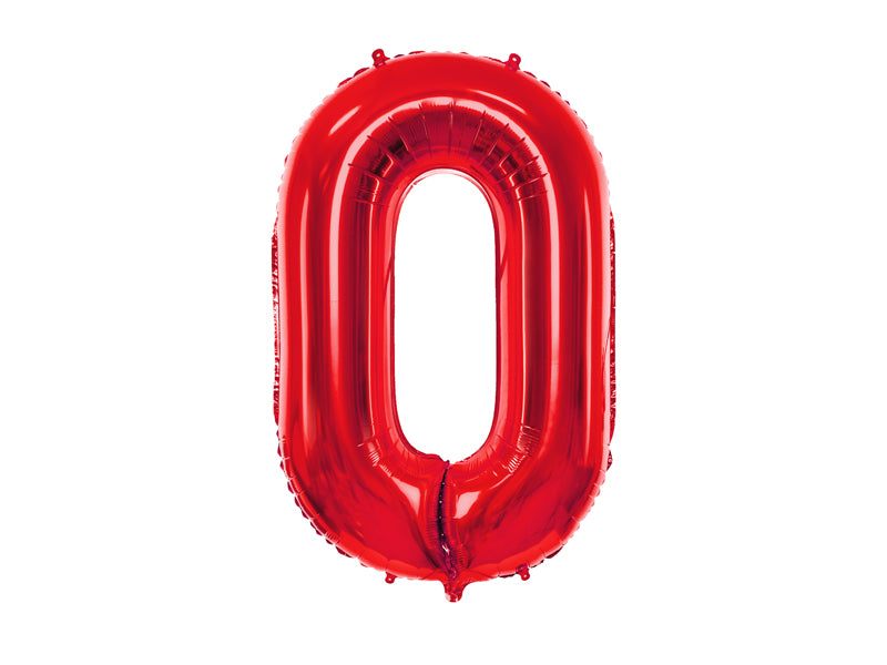 Folija balons Cipars ''0'', 86cm, sarkans (Foil Balloon Number '', red)