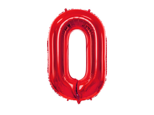 Folija balons Cipars ''0'', 86cm, sarkans (Foil Balloon Number '', red)