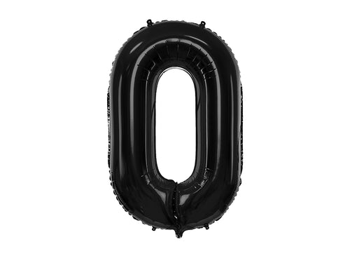 Folija balons Cipars ''0'', 86cm, melns (Foil Balloon Number '', black)