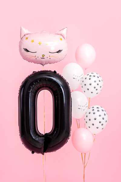 Folija balons Cipars ''0'', 86cm, melns (Foil Balloon Number '', black)