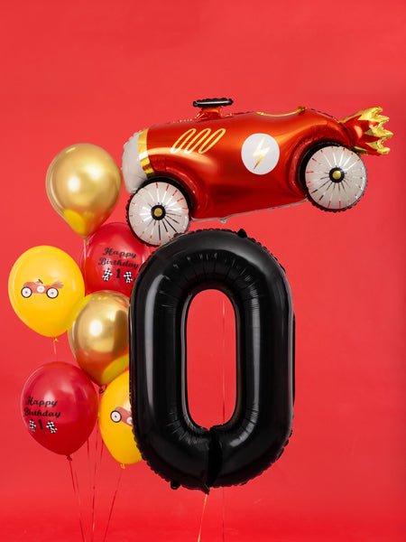 Folija balons Cipars ''0'', 86cm, melns (Foil Balloon Number '', black)
