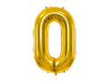 Folija balons Cipars ''0'', 86cm, zelts (Foil Balloon Number '', gold)