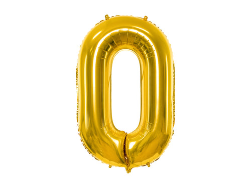 Folija balons Cipars ''0'', 86cm, zelts (Foil Balloon Number '', gold)