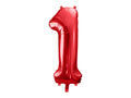 Folija balons Cipars ''1'', 86cm, sarkans (Foil Balloon Number '', red)