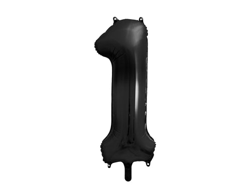 Folija balons Cipars ''1'', 86cm, melns (Foil Balloon Number '', black)