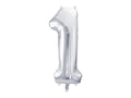 Folija balons Cipars ''1'', 86cm, sudrabs (Foil Balloon Number '', silver)