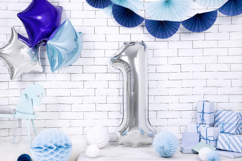 Folija balons Cipars ''1'', 86cm, sudrabs (Foil Balloon Number '', silver)