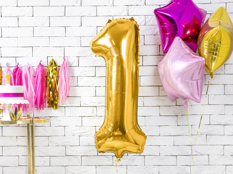 Folija balons Cipars ''1'', 86cm, zelts (Foil Balloon Number '', gold)