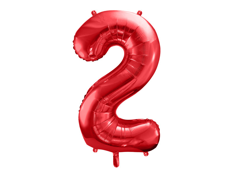 Folija balons Cipars ''2'', 86cm, sarkans (Foil Balloon Number '', red)