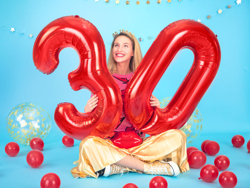 Folija balons Cipars ''2'', 86cm, sarkans (Foil Balloon Number '', red)