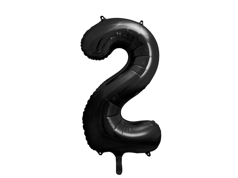 Folija balons Cipars ''2'', 86cm, melns (Foil Balloon Number '', black)