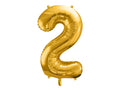 Folija balons Cipars ''2'', 86cm, zelts (Foil Balloon Number '', gold)