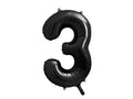 Folija balons Cipars ''3'', 86cm, melns (Foil Balloon Number '', black)