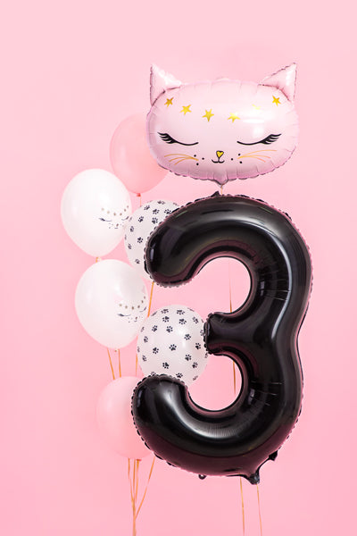 Folija balons Cipars ''3'', 86cm, melns (Foil Balloon Number '', black)