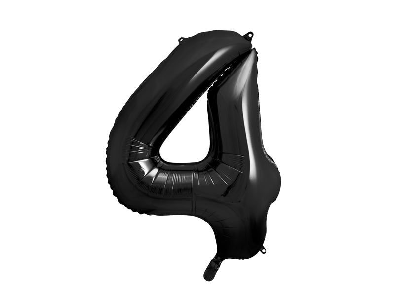 Folija balons Cipars ''4'', 86cm, melns (Foil Balloon Number '', black)