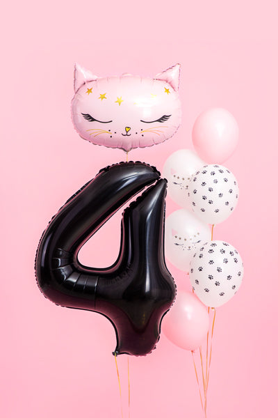 Folija balons Cipars ''4'', 86cm, melns (Foil Balloon Number '', black)