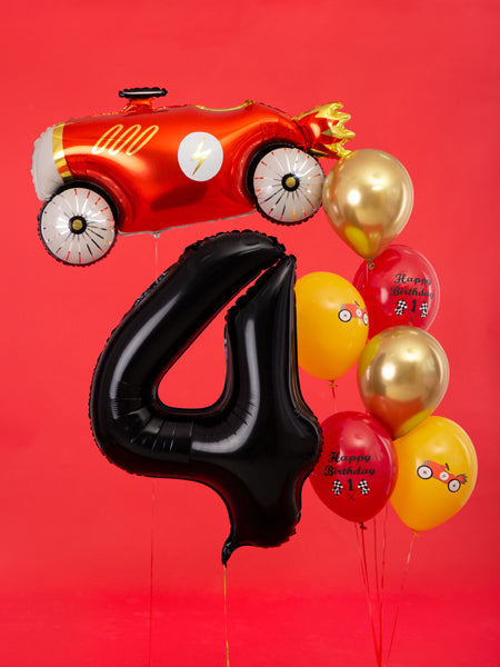 Folija balons Cipars ''4'', 86cm, melns (Foil Balloon Number '', black)