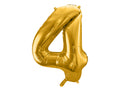 Folija balons Cipars ''4'', 86cm, zelts (Foil Balloon Number '', gold)