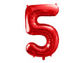 Folija balons Cipars ''5'', 86cm, sarkans (Foil Balloon Number '', red)