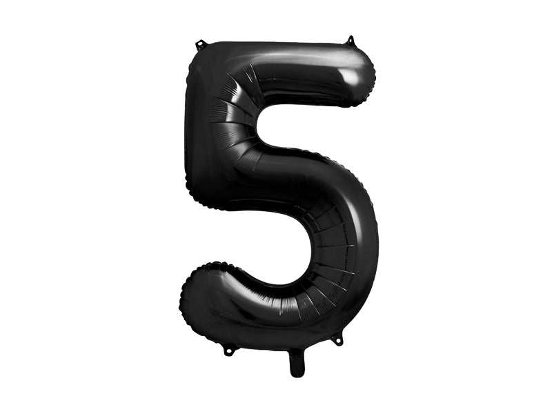 Folija balons Cipars ''5'', 86cm, melns (Foil Balloon Number '', black)