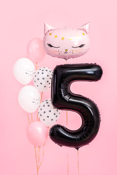 Folija balons Cipars ''5'', 86cm, melns (Foil Balloon Number '', black)