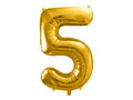Folija balons Cipars ''5'', 86cm, zelts (Foil Balloon Number '', gold)