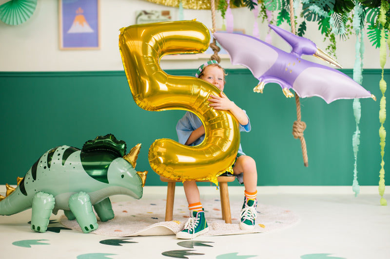 Folija balons Cipars ''5'', 86cm, zelts (Foil Balloon Number '', gold)