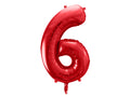 Folija balons Cipars ''6'', 86cm, sarkans (Foil Balloon Number '', red)