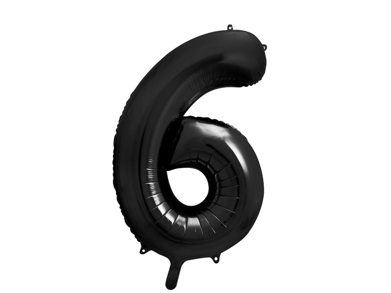 Folija balons Cipars ''6'', 86cm, melns (Foil Balloon Number '', black)