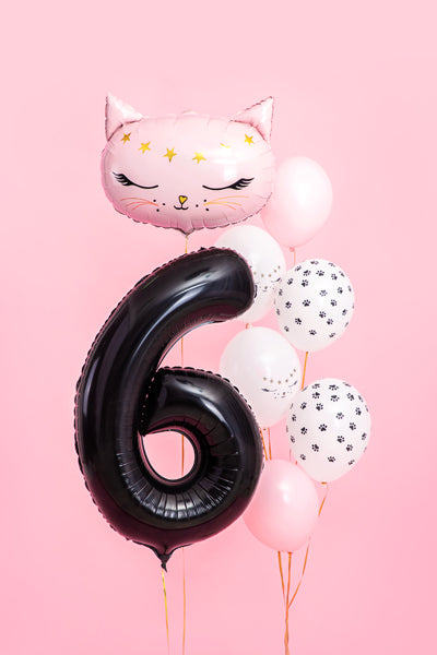 Folija balons Cipars ''6'', 86cm, melns (Foil Balloon Number '', black)