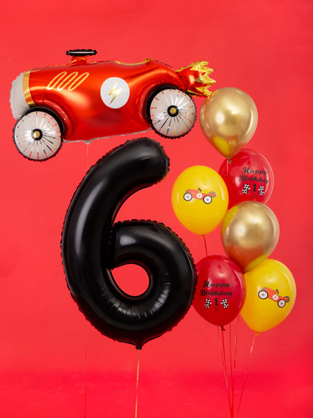 Folija balons Cipars ''6'', 86cm, melns (Foil Balloon Number '', black)