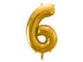 Folija balons Cipars ''6'', 86cm, zelts (Foil Balloon Number '', gold)