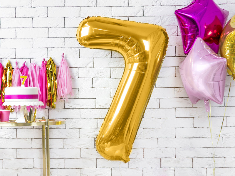 Folija balons Cipars ''7'', 86cm, zelts (Foil Balloon Number '', gold)