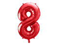 Folija balons Cipars ''8'', 86cm, sarkans (Foil Balloon Number '', red)