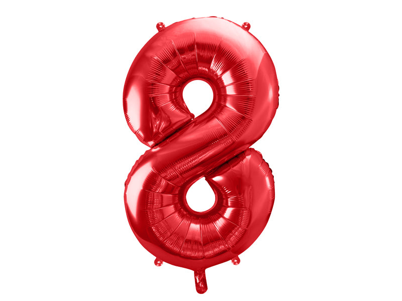 Folija balons Cipars ''8'', 86cm, sarkans (Foil Balloon Number '', red)
