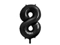 Folija balons Cipars ''8'', 86cm, melns (Foil Balloon Number '', black)