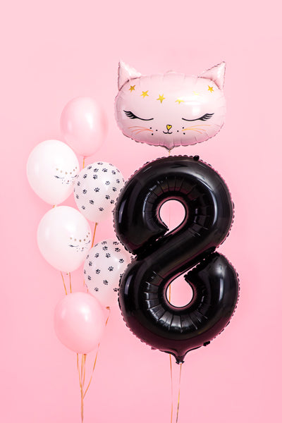 Folija balons Cipars ''8'', 86cm, melns (Foil Balloon Number '', black)