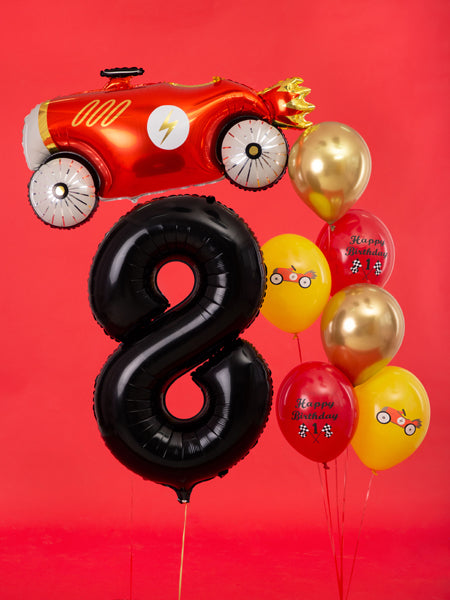 Folija balons Cipars ''8'', 86cm, melns (Foil Balloon Number '', black)