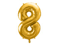 Folija balons Cipars ''8'', 86cm, zelts (Foil Balloon Number '', gold)
